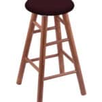 Round Cushion 36-Inch Backless Swivel Bar Stool with Medium Finish, Smooth Oak Leg, and Canter Bordeaux Seat