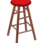 Round Cushion 24-Inch Backless Swivel Counter Stool with Medium Finish, Smooth Oak Leg, and Canter Red Seat 4 Round Cushion 24-Inch Backless Swivel Counter Stool with Medium Finish, Smooth Oak Leg, and Canter Red Seat