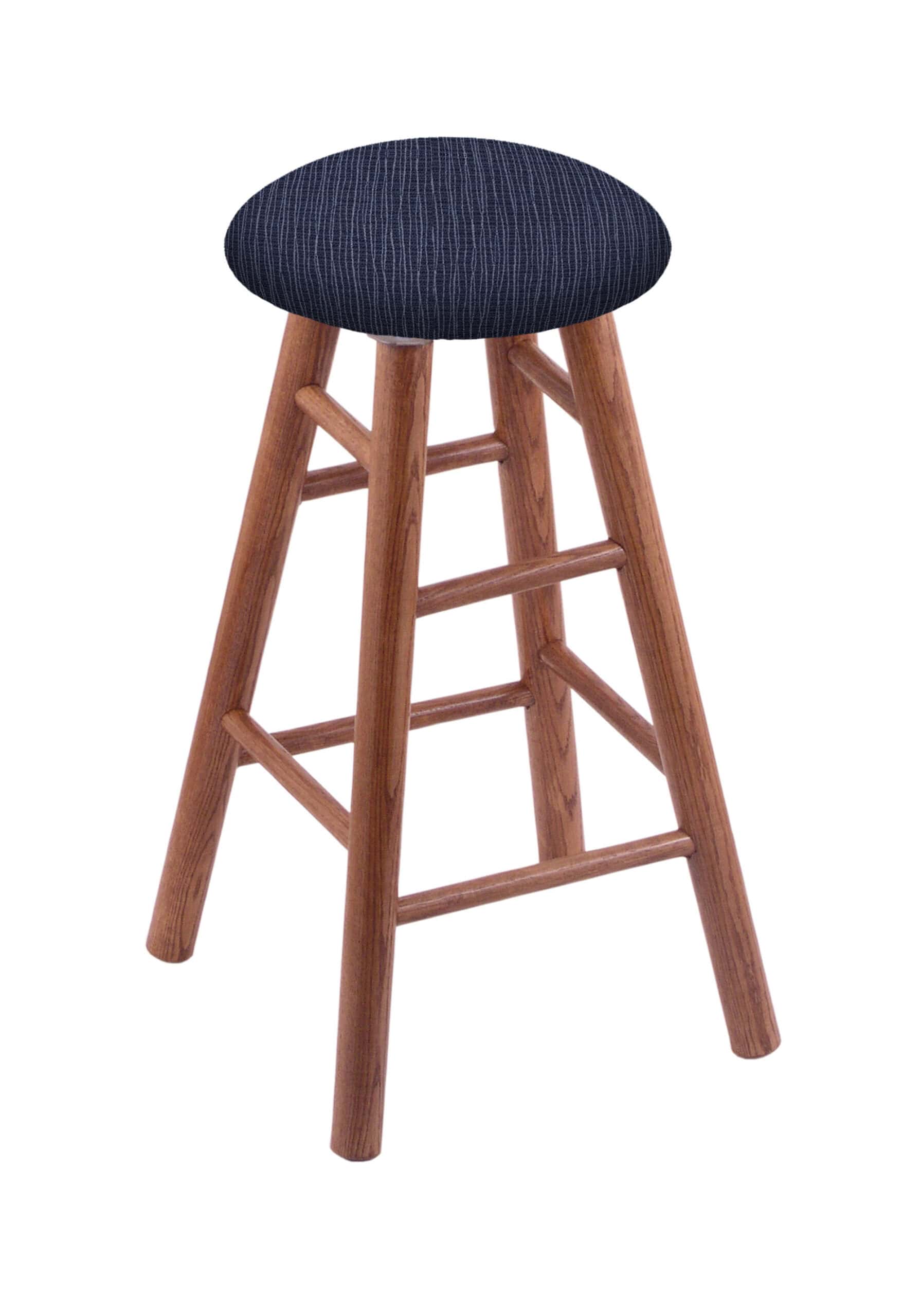Round Cushion 30-Inch Backless Swivel Bar Stool with Medium Finish, Smooth Oak Leg, and Graph Anchor Seat 4 Round Cushion 30-Inch Backless Swivel Bar Stool with Medium Finish, Smooth Oak Leg, and Graph Anchor Seat