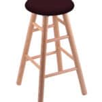 Round Cushion 30-Inch Backless Swivel Bar Stool with Natural Finish, Smooth Oak Leg, and Canter Bordeaux Seat