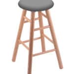 Round Cushion 30-Inch Backless Swivel Bar Stool with Natural Finish, Smooth Oak Leg, and Canter Folkstone Grey Seat