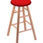 Round Cushion 30-Inch Backless Swivel Bar Stool with Natural Finish, Smooth Oak Leg, and Canter Red Seat