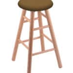 Round Cushion 30-Inch Backless Swivel Bar Stool with Natural Finish, Smooth Oak Leg, and Canter Saddle Seat