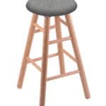 Round Cushion 30-Inch Backless Swivel Bar Stool with Natural Finish, Smooth Oak Leg, and Graph Alpine Seat