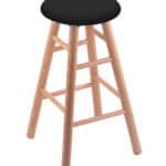 Round Cushion 24-Inch Backless Swivel Counter Stool with Natural Finish, Smooth Oak Leg, and Black Vinyl Seat 4 Round Cushion 24-Inch Backless Swivel Counter Stool with Natural Finish, Smooth Oak Leg, and Black Vinyl Seat