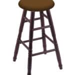 Round Cushion 30-Inch Backless Swivel Bar Stool with Dark Cherry Finish, Turned Oak Leg, and Canter Thatch Seat