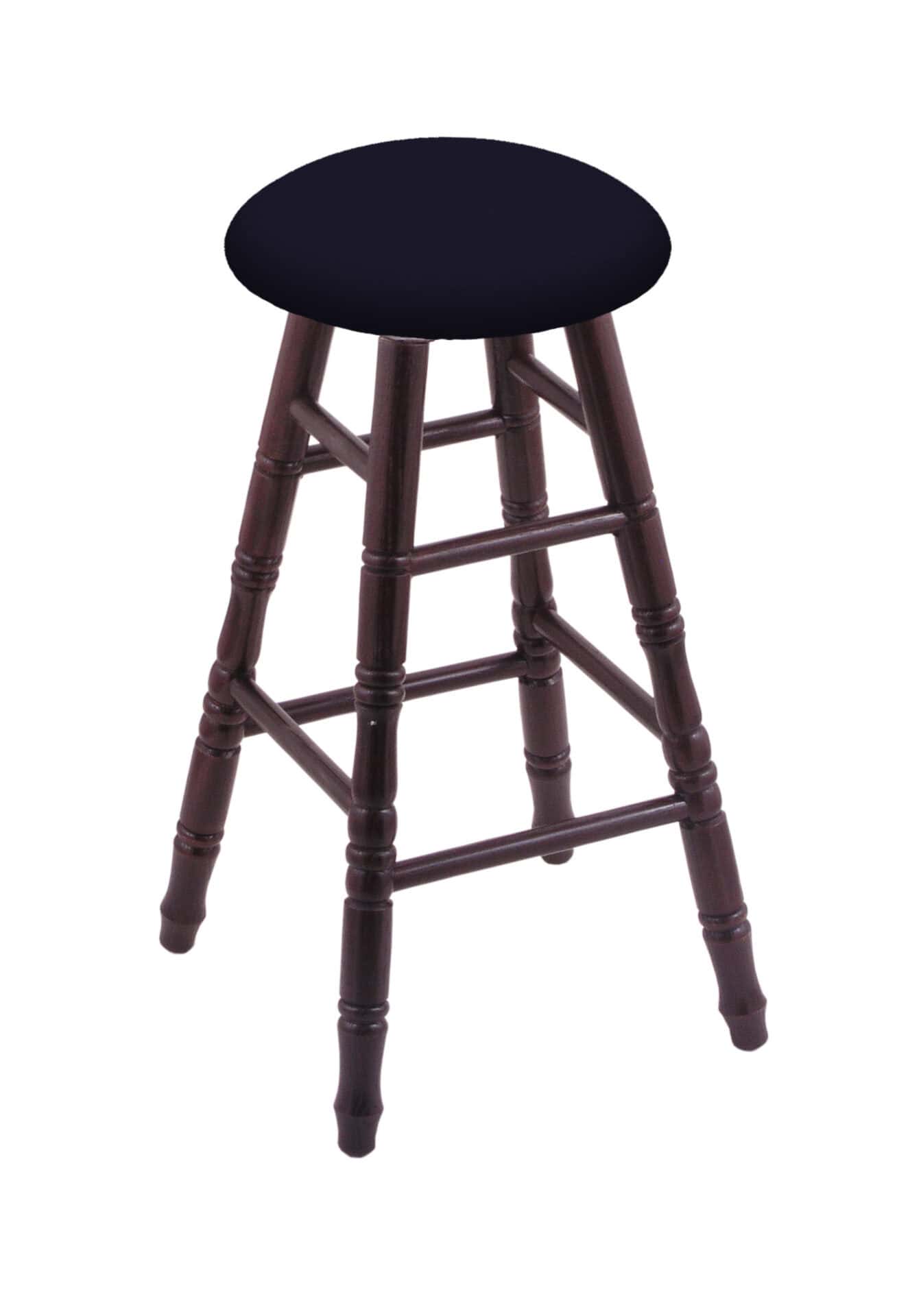 Round Cushion 30-Inch Backless Swivel Bar Stool with Dark Cherry Finish, Turned Oak Leg, and Canter Twilight Seat 1 Round Cushion 30-Inch Backless Swivel Bar Stool with Dark Cherry Finish, Turned Oak Leg, and Canter Twilight Seat