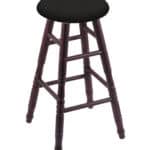 Round Cushion 30-Inch Backless Swivel Bar Stool with Dark Cherry Finish, Turned Oak Leg, and Canter Espresso Seat