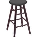 Round Cushion 24-Inch Backless Swivel Counter Stool with Dark Cherry Finish, Turned Oak Leg, and Canter Storm Seat 4 Round Cushion 24-Inch Backless Swivel Counter Stool with Dark Cherry Finish, Turned Oak Leg, and Canter Storm Seat