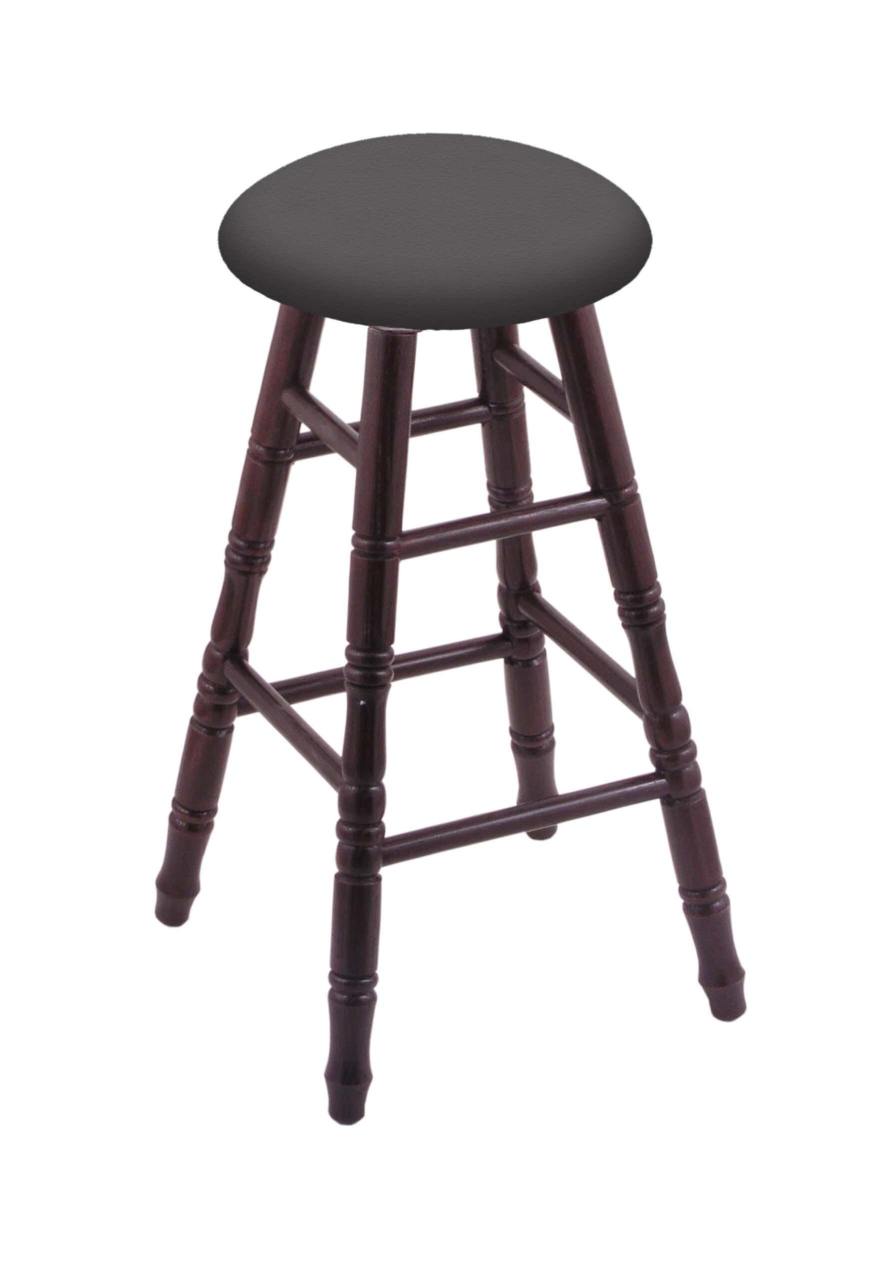 Round Cushion 30-Inch Backless Swivel Bar Stool with Dark Cherry Finish, Turned Oak Leg, and Canter Storm Seat 4 Round Cushion 30-Inch Backless Swivel Bar Stool with Dark Cherry Finish, Turned Oak Leg, and Canter Storm Seat
