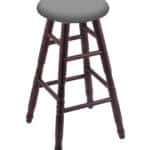 Round Cushion 24-Inch Backless Swivel Counter Stool with Dark Cherry Finish, Turned Oak Leg, and Canter Folkstone Grey Seat 4 Round Cushion 24-Inch Backless Swivel Counter Stool with Dark Cherry Finish, Turned Oak Leg, and Canter Folkstone Grey Seat
