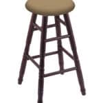 Round Cushion 30-Inch Backless Swivel Bar Stool with Dark Cherry Finish, Turned Oak Leg, and Canter Sand Seat