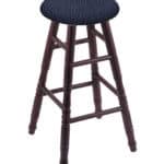 Round Cushion 30-Inch Backless Swivel Bar Stool with Dark Cherry Finish, Turned Oak Leg, and Graph Anchor Seat