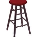 Round Cushion 30-Inch Backless Swivel Bar Stool with Dark Cherry Finish, Turned Oak Leg, and Graph Ruby Seat