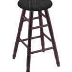 Round Cushion 30-Inch Backless Swivel Bar Stool with Dark Cherry Finish, Turned Oak Leg, and Graph Coal Seat
