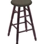 Round Cushion 30-Inch Backless Swivel Bar Stool with Dark Cherry Finish, Turned Oak Leg, and Graph Chalice Seat