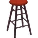 Round Cushion 24-Inch Backless Swivel Counter Stool with Dark Cherry Finish, Turned Oak Leg, and Graph Poppy Seat 4 Round Cushion 24-Inch Backless Swivel Counter Stool with Dark Cherry Finish, Turned Oak Leg, and Graph Poppy Seat