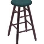 Round Cushion 30-Inch Backless Swivel Bar Stool with Dark Cherry Finish, Turned Oak Leg, and Graph Tidal Seat
