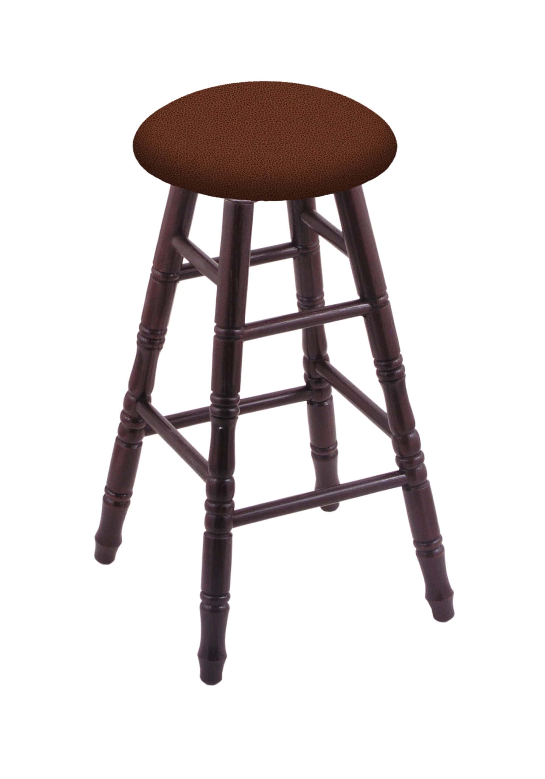 Round Cushion 30-Inch Backless Swivel Bar Stool with Dark Cherry Finish, Turned Oak Leg, and Rein Adobe Seat 4 Round Cushion 30-Inch Backless Swivel Bar Stool with Dark Cherry Finish, Turned Oak Leg, and Rein Adobe Seat