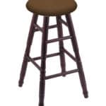 Round Cushion 30-Inch Backless Swivel Bar Stool with Dark Cherry Finish, Turned Oak Leg, and Rein Thatch Seat