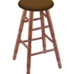 Round Cushion 24-Inch Backless Swivel Counter Stool with Medium Finish, Turned Oak Leg, and Canter Thatch Seat