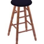 Round Cushion 24-Inch Backless Swivel Counter Stool with Medium Finish, Turned Oak Leg, and Canter Twilight Seat