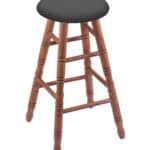 Round Cushion 30-Inch Backless Swivel Bar Stool with Medium Finish, Turned Oak Leg, and Canter Storm Seat