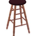 Round Cushion 24-Inch Backless Swivel Counter Stool with Medium Finish, Turned Oak Leg, and Canter Bordeaux Seat 4 Round Cushion 24-Inch Backless Swivel Counter Stool with Medium Finish, Turned Oak Leg, and Canter Bordeaux Seat