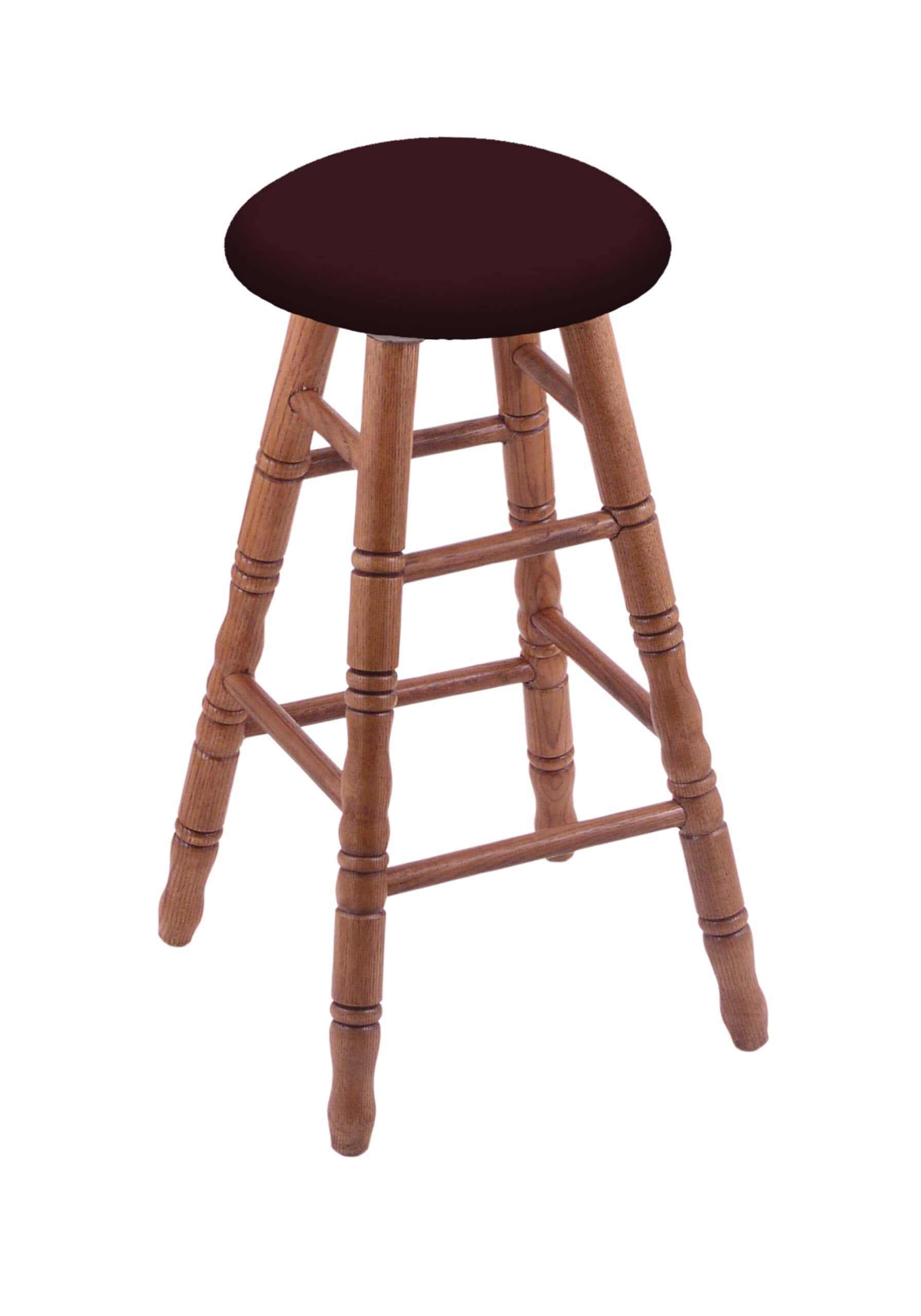 Round Cushion 30-Inch Backless Swivel Bar Stool with Medium Finish, Turned Oak Leg, and Canter Bordeaux Seat 4 Round Cushion 30-Inch Backless Swivel Bar Stool with Medium Finish, Turned Oak Leg, and Canter Bordeaux Seat