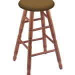 Round Cushion 24-Inch Backless Swivel Counter Stool with Medium Finish, Turned Oak Leg, and Canter Saddle Seat