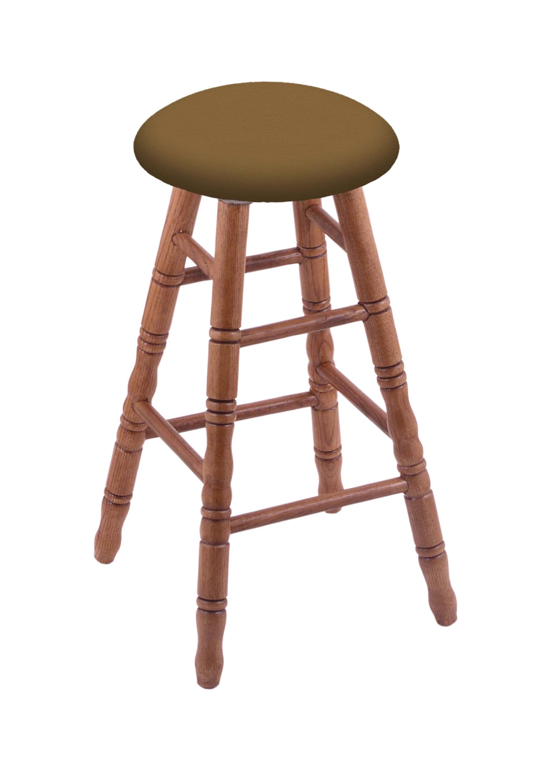 Round Cushion 36-Inch Backless Swivel Bar Stool with Medium Finish, Turned Oak Leg, and Canter Saddle Seat 4 Round Cushion 36-Inch Backless Swivel Bar Stool with Medium Finish, Turned Oak Leg, and Canter Saddle Seat