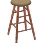 Round Cushion 24-Inch Backless Swivel Counter Stool with Medium Finish, Turned Oak Leg, and Canter Sand Seat