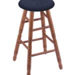Round Cushion 36-Inch Backless Swivel Bar Stool with Medium Finish, Turned Oak Leg, and Graph Anchor Seat