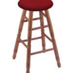 Round Cushion 36-Inch Backless Swivel Bar Stool with Medium Finish, Turned Oak Leg, and Graph Ruby Seat