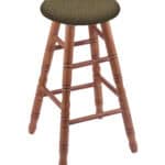 Round Cushion 24-Inch Backless Swivel Counter Stool with Medium Finish, Turned Oak Leg, and Graph Cork Seat