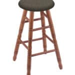 Round Cushion 36-Inch Backless Swivel Bar Stool with Medium Finish, Turned Oak Leg, and Graph Chalice Seat