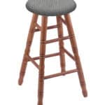 Round Cushion 24-Inch Backless Swivel Counter Stool with Medium Finish, Turned Oak Leg, and Graph Alpine Seat