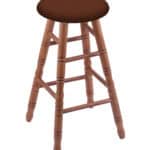 Round Cushion 36-Inch Backless Swivel Bar Stool with Medium Finish, Turned Oak Leg, and Rein Adobe Seat