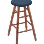 Round Cushion 30-Inch Backless Swivel Bar Stool with Medium Finish, Turned Oak Leg, and Rein Bay Seat