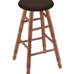 Round Cushion 24-Inch Backless Swivel Counter Stool with Medium Finish, Turned Oak Leg, and Rein Coffee Seat