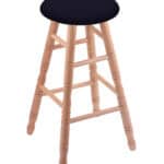 Round Cushion 30-Inch Backless Swivel Bar Stool with Natural Finish, Turned Oak Leg, and Canter Twilight Seat