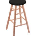 Round Cushion 24-Inch Backless Swivel Counter Stool with Natural Finish, Turned Oak Leg, and Canter Espresso Seat