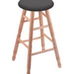 Round Cushion 36-Inch Backless Swivel Bar Stool with Natural Finish, Turned Oak Leg, and Canter Storm Seat