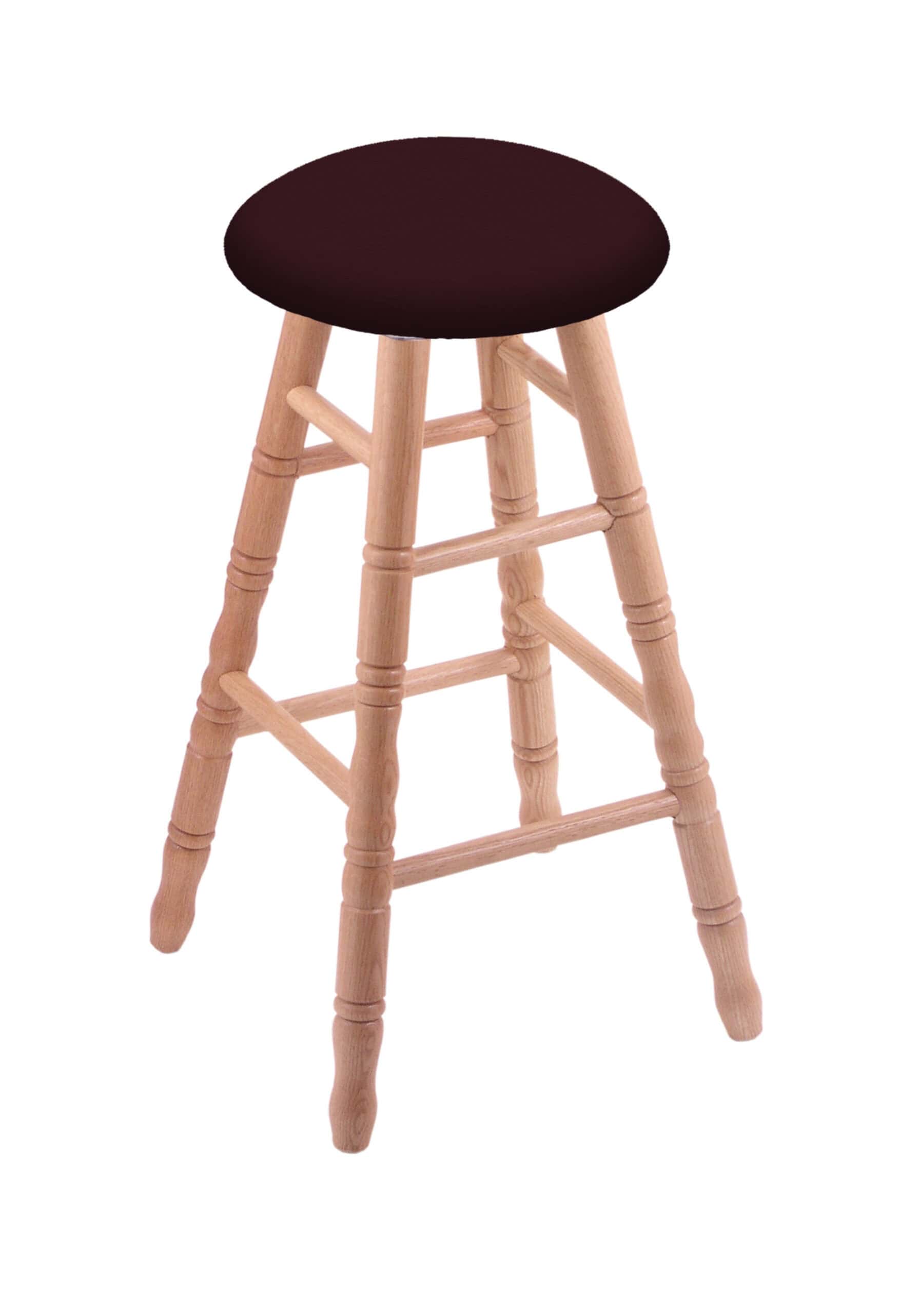 Round Cushion 36-Inch Backless Swivel Bar Stool with Natural Finish, Turned Oak Leg, and Canter Bordeaux Seat 4 Round Cushion 36-Inch Backless Swivel Bar Stool with Natural Finish, Turned Oak Leg, and Canter Bordeaux Seat