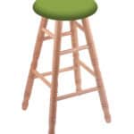 Round Cushion 36-Inch Backless Swivel Bar Stool with Natural Finish, Turned Oak Leg, and Canter Kiwi Green Seat