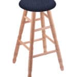 Round Cushion 36-Inch Backless Swivel Bar Stool with Natural Finish, Turned Oak Leg, and Graph Anchor Seat