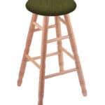 Round Cushion 36-Inch Backless Swivel Bar Stool with Natural Finish, Turned Oak Leg, and Graph Parrot Seat