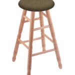 Round Cushion 30-Inch Backless Swivel Bar Stool with Natural Finish, Turned Oak Leg, and Graph Cork Seat