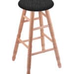 Round Cushion 30-Inch Backless Swivel Bar Stool with Natural Finish, Turned Oak Leg, and Graph Coal Seat