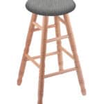 Round Cushion 30-Inch Backless Swivel Bar Stool with Natural Finish, Turned Oak Leg, and Graph Alpine Seat
